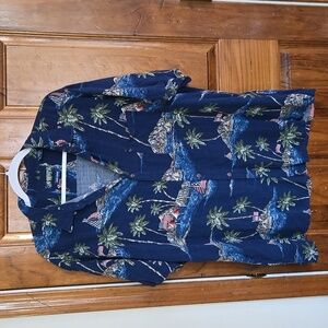 CAMPIA American Flag Tropical Print Button-Up Shirt Sz Xl